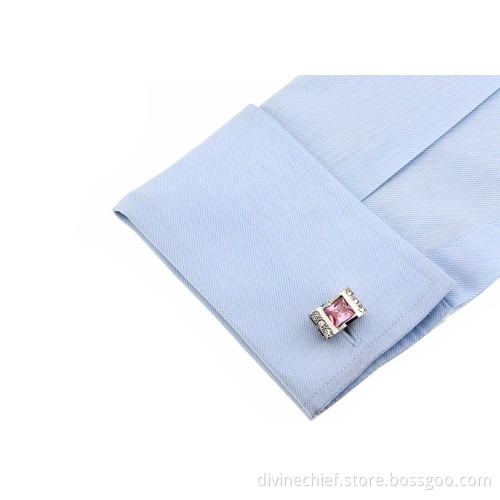 2016 New Arrival Fashion High End Jewelry Wedding Cufflinks With Pink Ziron